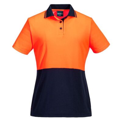 Womens Hi Vis Cotton Comfort Contrast Class D Short Sleeve Polo Shirt Thumbnail