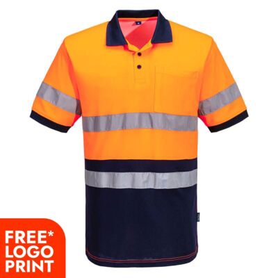 Hi Vis Class D/N Contrast Short Sleeve Polo Shirt Thumbnail