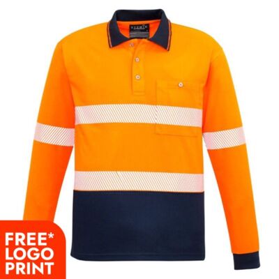 Unisex Hi Vis Segmented Long Sleeve Polo - Hoop Taped Thumbnail