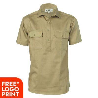 Cotton Drill Close Front Short Sleeve Work Shirt Thumbnail