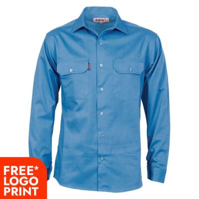 Cotton Drill Work Shirt With Gusset Sleeve - Long Sleeve Thumbnail