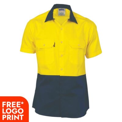 Mens HiVis Two Tone Cotton Drill Vented Shirt Thumbnail