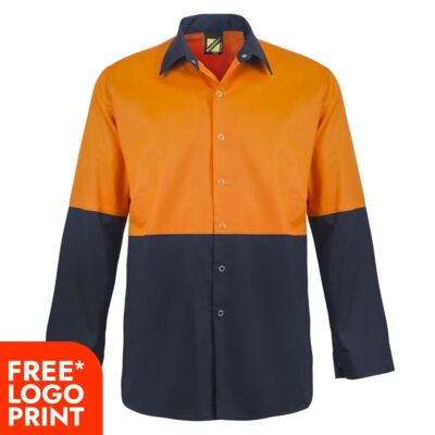 Mens Hi Vis Two Tone Long Sleeve Shirt Thumbnail