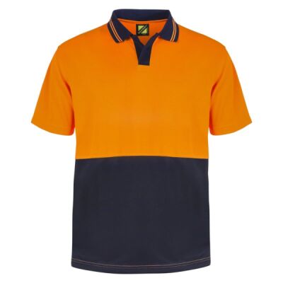 Mens Hi Vis Two Tone Food Industry Short Sleeve Micromesh Polo With No Pocket Or Buttons Thumbnail