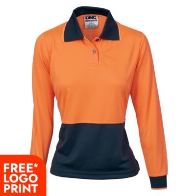 Womens HiVis Two Tone Polo Shirt - Long Sleeve Thumbnail