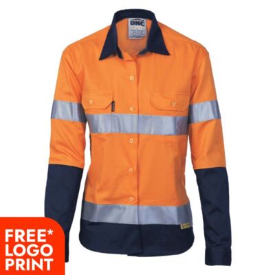 Womens HiVis Two Tone Drill Long Sleeve Shirt with 3M R/Tape Thumbnail